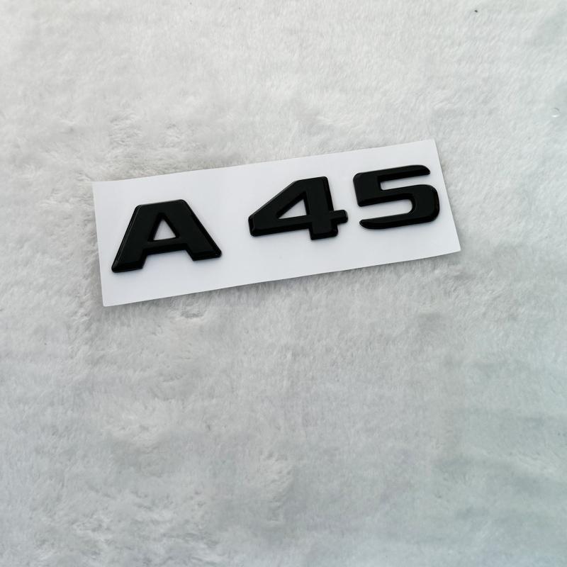 3D ABS Glossy Black Car Fender Badge Turbo 4MATIC Sticker Rear Trunk AMG Emblem A45 Logo For Mercedes Benz A 45 AMG W176 W177