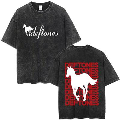 Gewaschenes Vintage Rockband Deftones White Pony Grafik T-Shirt Herren Damen Gothic Punk Übergroße T-Shirts Lässig Retro Streetwear