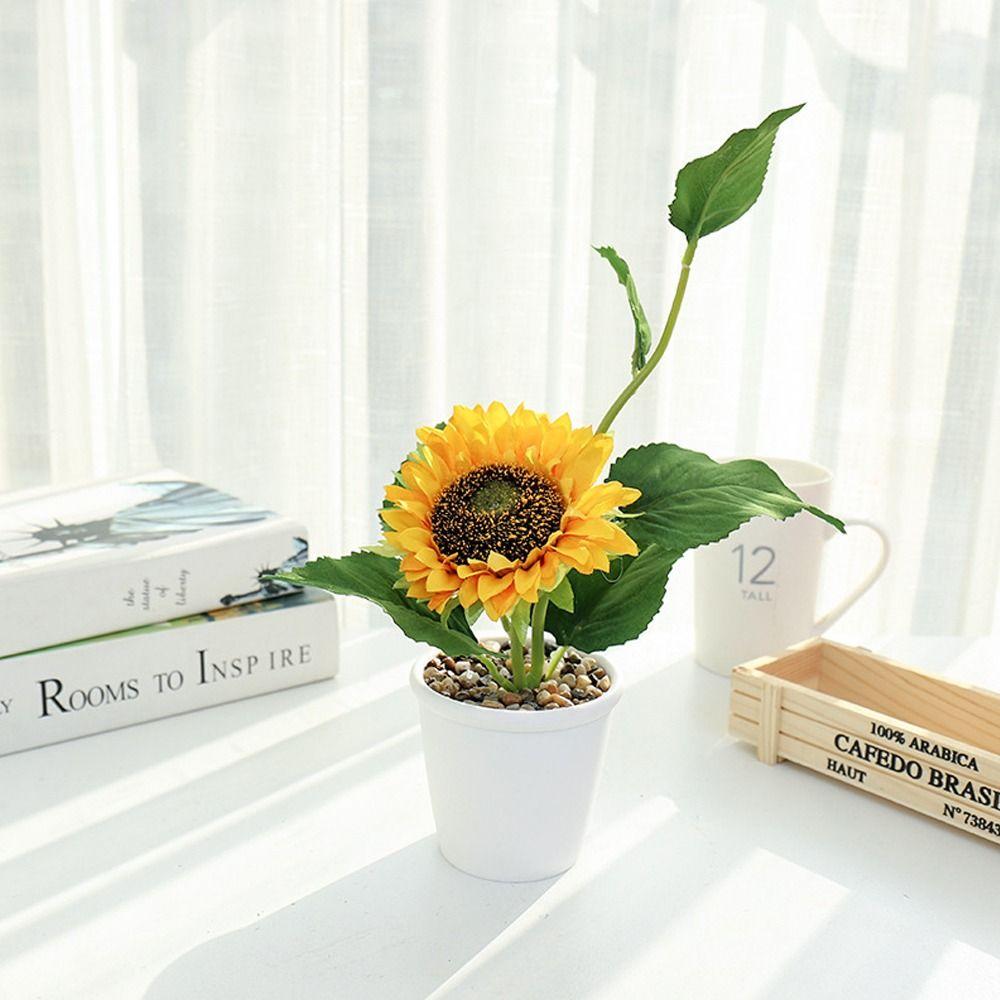 Mini Artificial Plants with Pot Simulation Flower Fake Flower Artificial Sunflower  Home Decor
