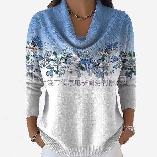 2025 European & American 3D Digital Print Loose Knit Sweater for Autumn & Winter