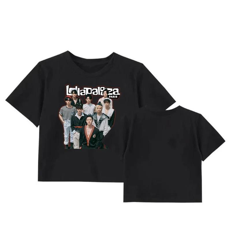 Support Combination Stray Kids Around Harajuku Print Fashion Men S And Women S T-Shirts Tops Short Sleeves S