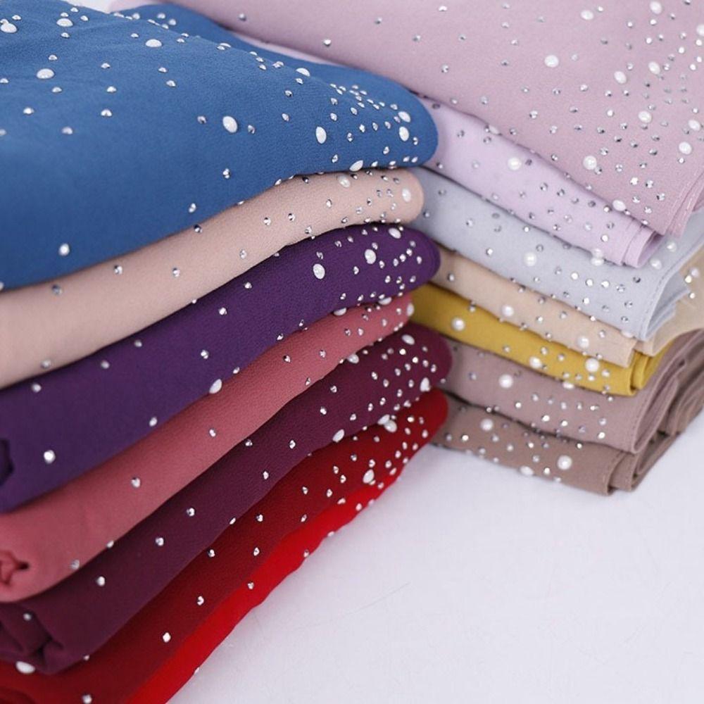 Dustproof Islamic Turban Headband 180*70cm Head Wraps Fashion Beads Shawls  Party Decor