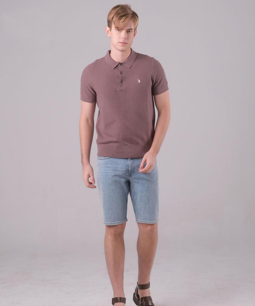 USPOLOASSN Short Sleeve Collared Knit_Brown