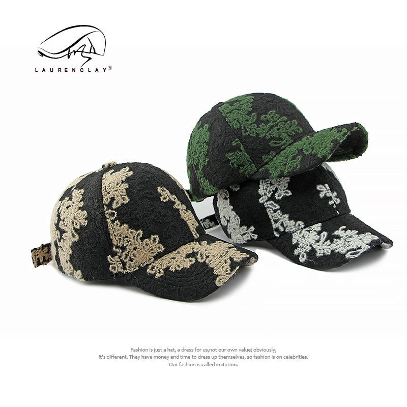 Personalisierte Jacquard Hardtop Baseballkappe Damen Herbst und Winter neuer Hut Damen Retro gebogener Schirm Kappe