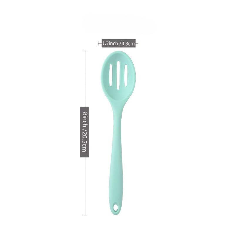 1pc Slotted Serving Spoon, Silicone Small Olive Spoon Colander, Wear-resistant Nonslip Colorful Stirring Spoon, Mixing Spoon
