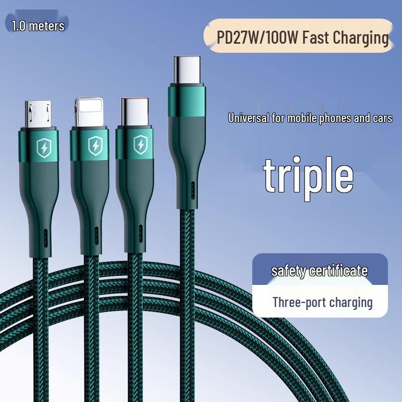Universal Fast Charge 3-in-1 Multi-Head Charger Cable for Mobile Phones