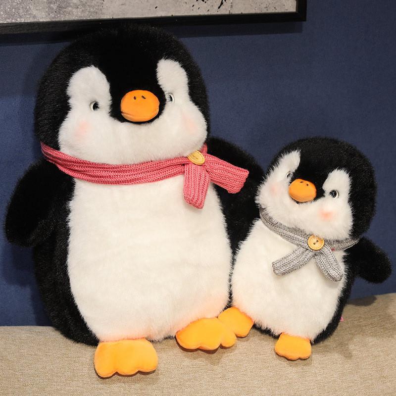 Doll Plush Penguin Pillow Birthday Gift Pink Gray Scarf Decoration Oceanarium