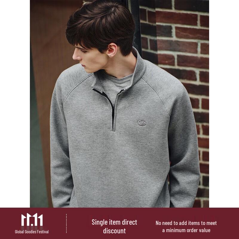 GIOVANNI VALENTINO Men's Fleece Lined Stand Collar Half-Zip Pullover