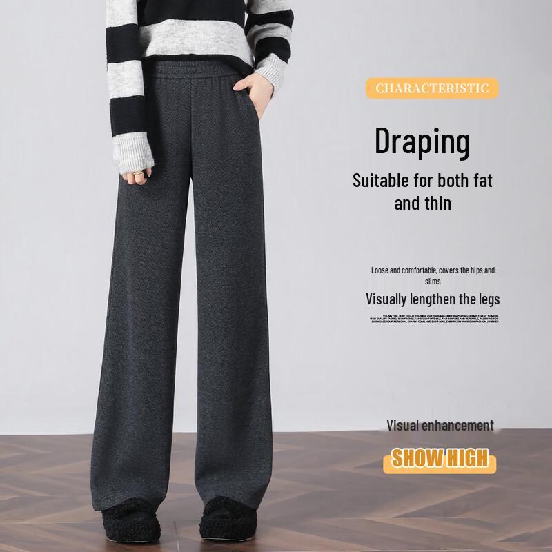 

Women s Wool-Blend High-Waist Wide-Leg Casual Pants M
