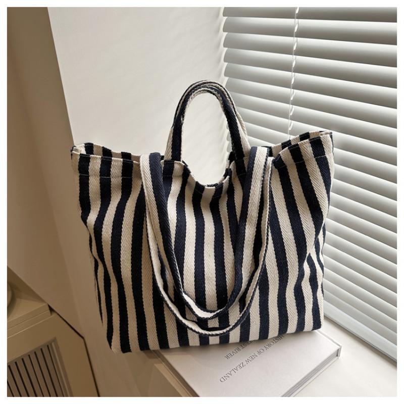 Japanese casual literary tote bag ins Mori contrasting color canvas handbag Internet celebrity fashion striped shoulder women s bag синий