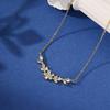 1pc Simple Fashionable Curved Design Flower Leaf Pendant Necklace – Copper-set Synthetic Zirconia, Versatile Daily Wear & Gift for Women