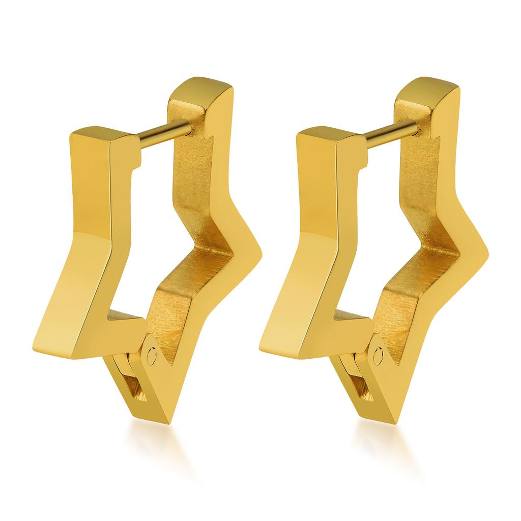 New Stainless Steel Gold Color Geometric Square Hoop Earrings for Women, Minimalist Chic Metal Ear Clip Gifts Trendy Jewelry