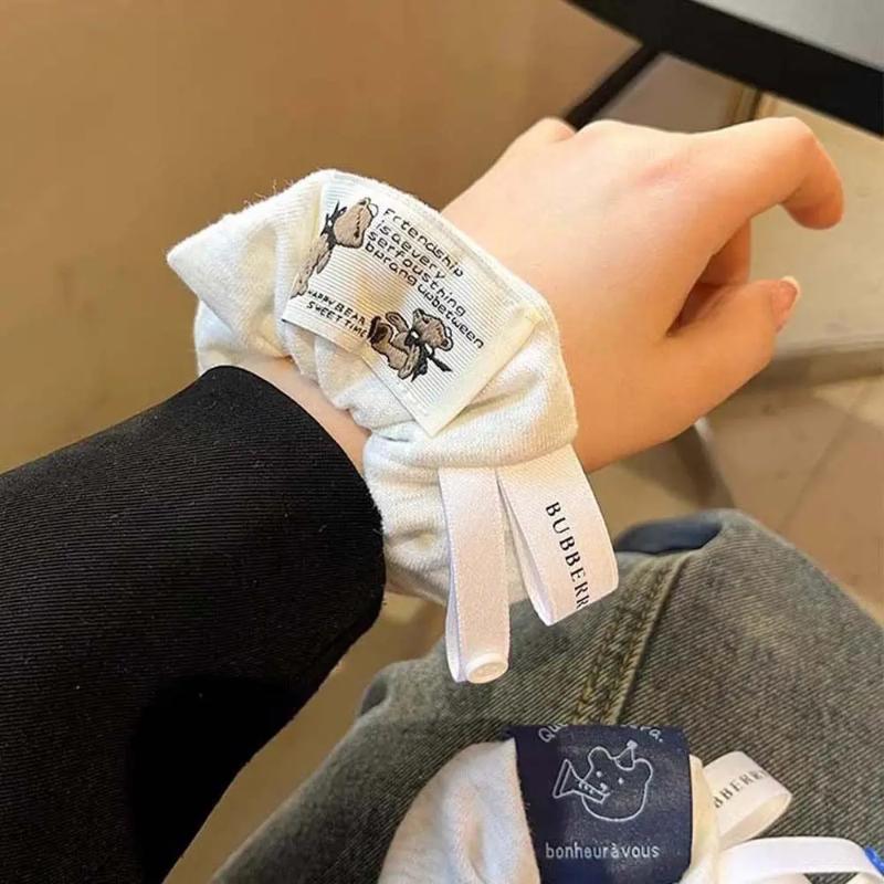 1 PCS Cute Hair Scrunchies Large Intestine Cartoon Bear Hair Ring Big Cloth Hair Rope Hairbands Fashion Elastic Ponytail Holder