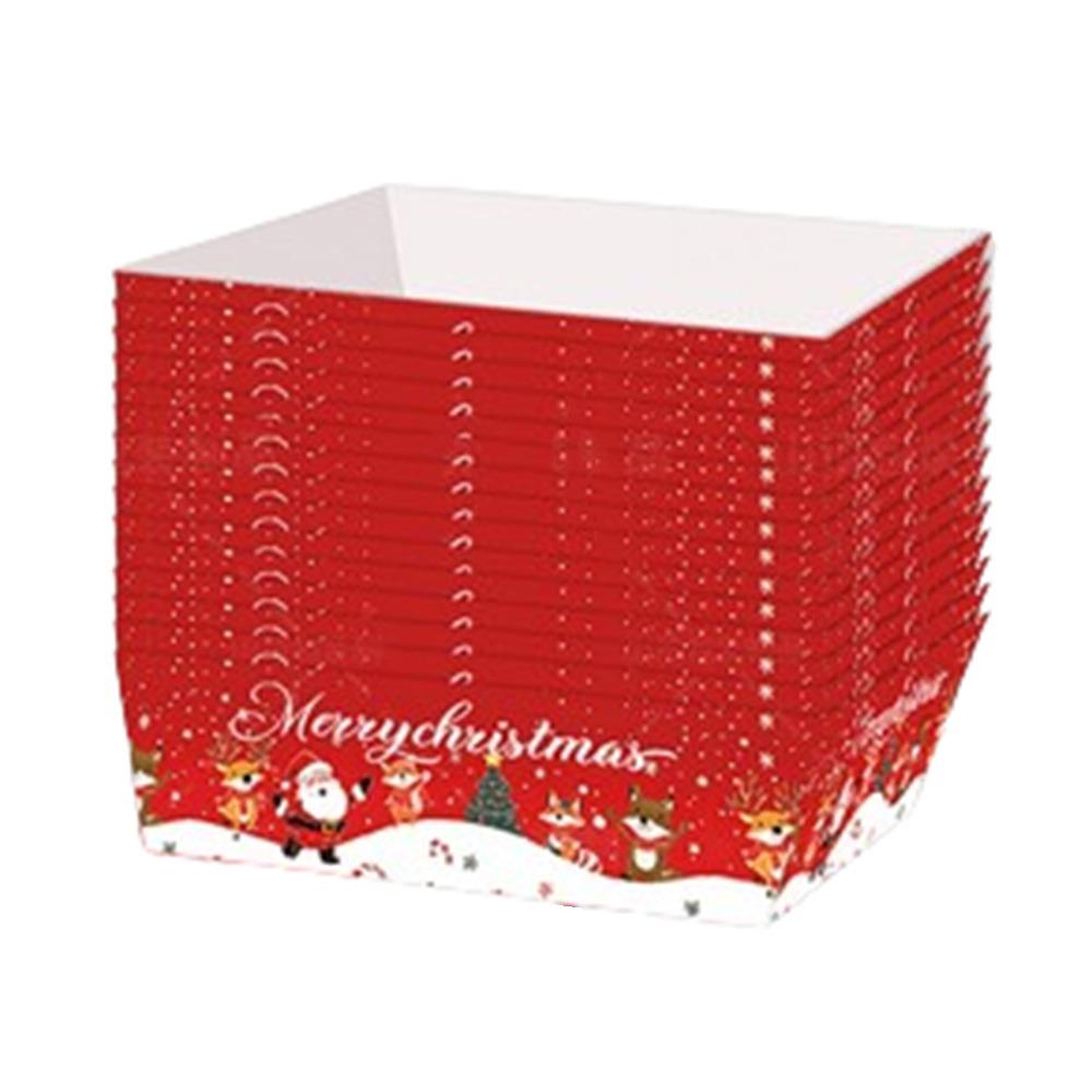 

20 шт. Утолщенный Рождественский бумажный поднос для еды Бумажная коробка для упаковки фаст-фуда Контейнер для еды