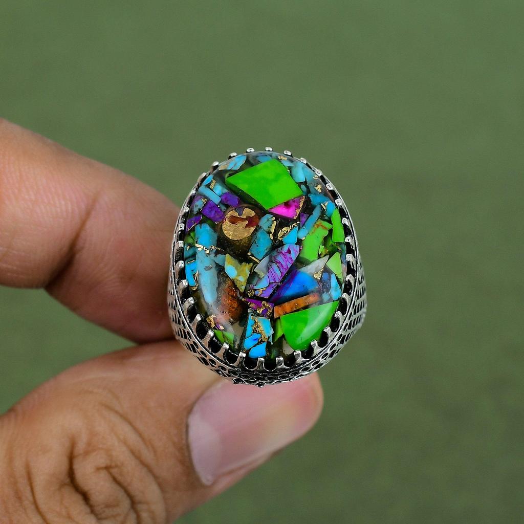 Fiesta Kingman Turquoise Ring 925 Sterling Silver Ring Handmade Designer Jewelry Multi Copper Turquoise Gemstone Ring Available In Ring Size