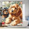 Adorable Cocker Spaniel Dog Print Shower Curtain High-Quality Fabric Waterproof for Bathroom Decorations