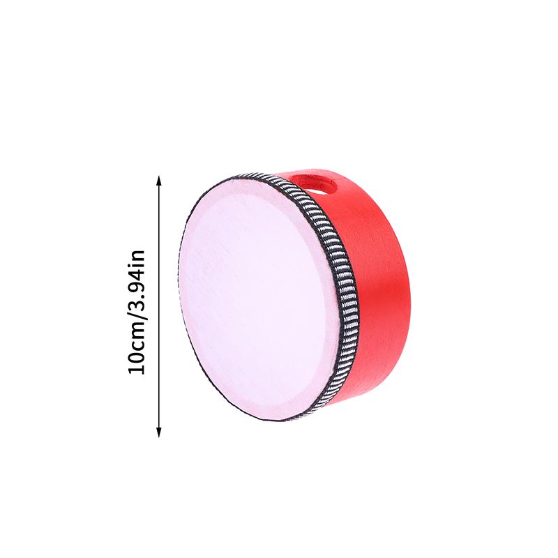 

Kids Wooden Hand Drum Music Percussion Instrument Red Handheld Percussion Hand Drum Educational Toys Hand Beat 4inches