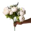 Bouquet di Peonie Artificiali Rosa Cipria in Seta, 13 Teste di Peonie Artificiali, Artigianato Artistico Fai da Te, Decorazione per Matrimonio e Casa