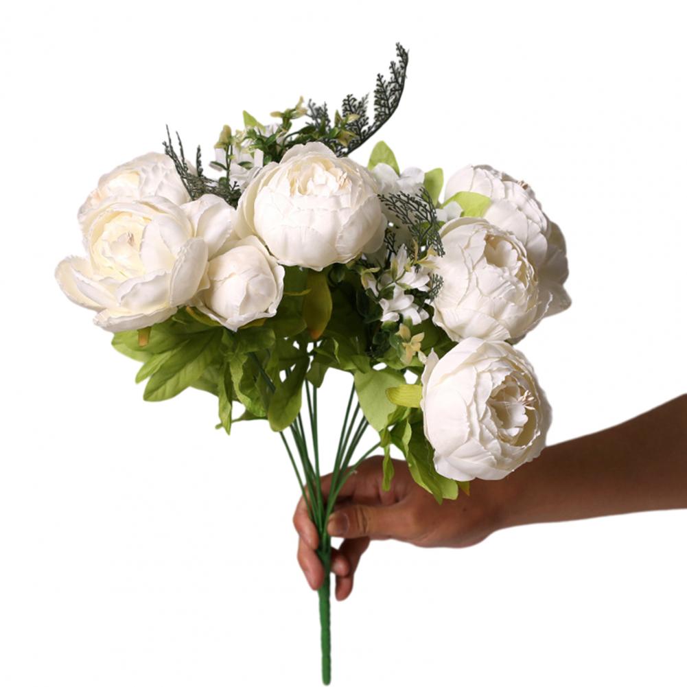 Bouquet di Peonie Artificiali Rosa Cipria in Seta, 13 Teste di Peonie Artificiali, Artigianato Artistico Fai da Te, Decorazione per Matrimonio e Casa