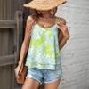 Women's Flower Print Tops Sleeveless O-Neck Camisole T-shirt