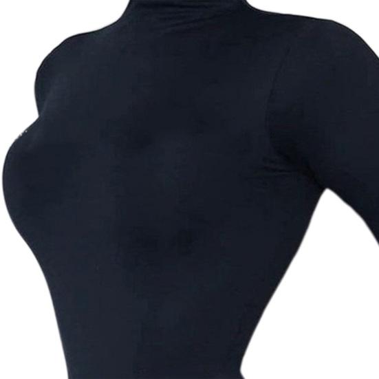 Women Bodysuit Solid Color Turtleneck Sexy Hip Wrap Stretchy One-Piece Underwear for Yoga