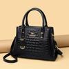 Women's Bag New Crocodile Pattern Middle Aged Women's Bag Korean Edition Simple Shoulder Bag Fashionable and Magnificent Handheld Mom's Bag Trendy