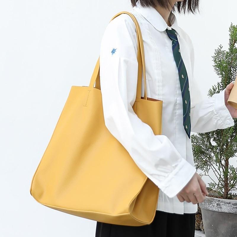 IELGY Korean Version of Fashionable Lychee Pattern Tote Bag, Simple and Large-capacity Solid Color One-shoulder Mother and Child Handbag