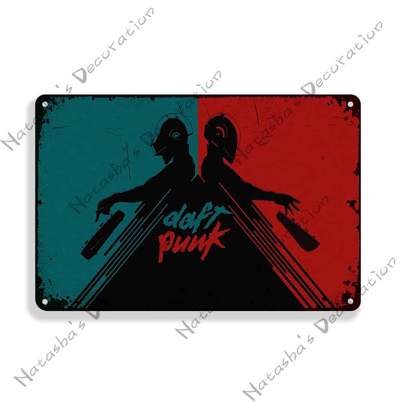 Daft Punk Vintage Poster Rock Music Metal Sign Retro Poster Metal Plaque Pub Bar Club Bedroom Decorative Plate Music Wall Decor
