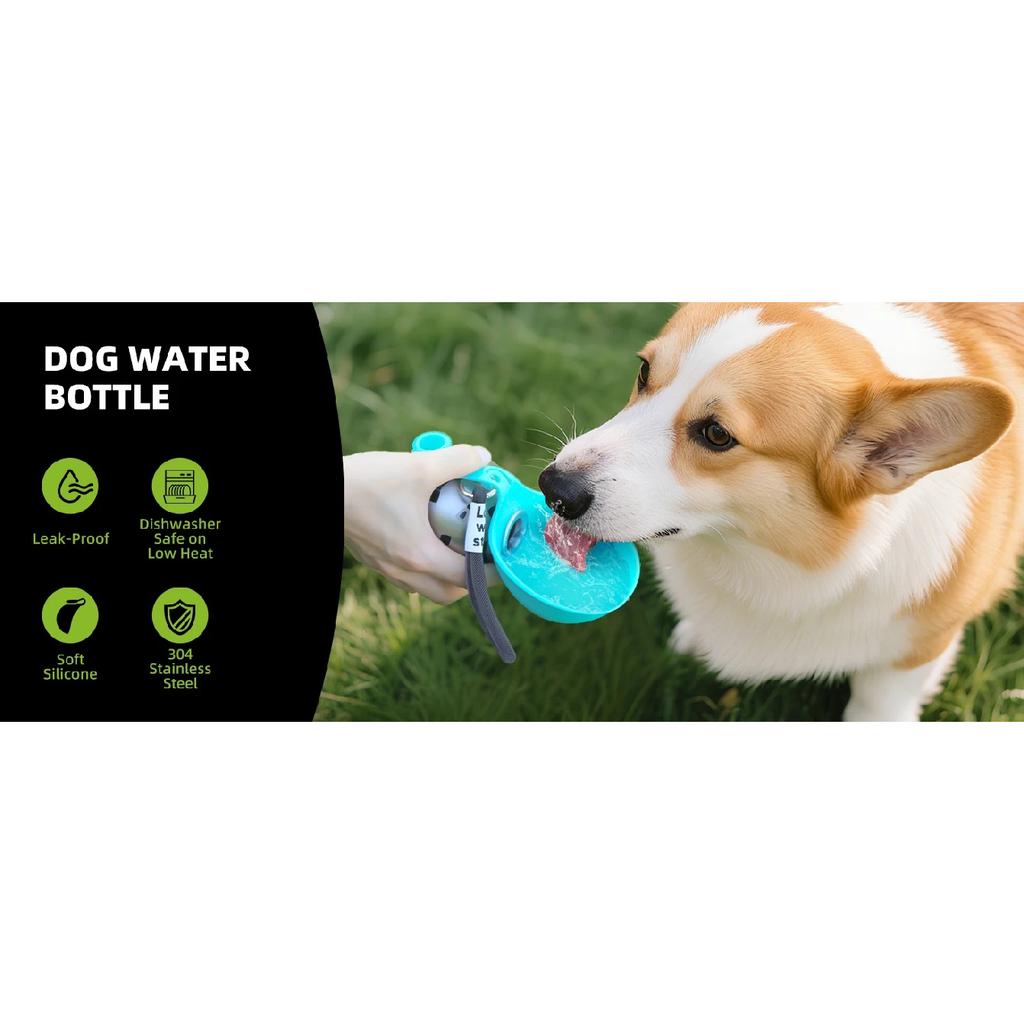 2‑in‑1 Leak‑Proof Compact Portable Dog Travel Water Bottle, Stainless Steel Pet Drink Bottle for Small Dogs with Silicon