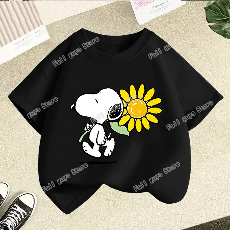 Snoopys Kids TShirt Anime Boys Girls Short Sleeve Tops Summer Breathable Baby Cartoon Tees Cute Dog Print Clothes Birthday Gifts