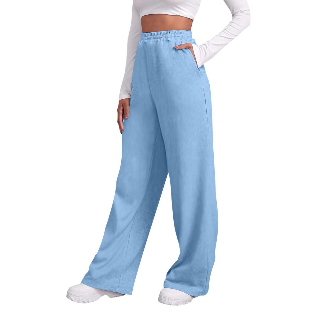 Women's Winter Sweatpants Color Casual Pants Women's Fleece Sweatpants Wide Leg Straight Pants