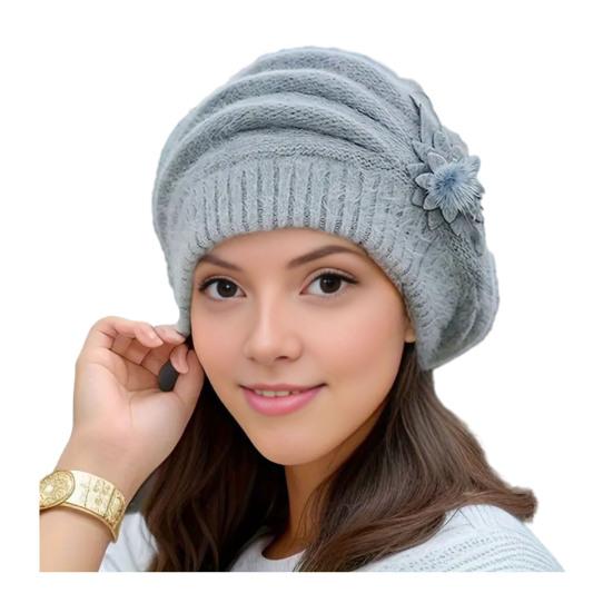 

Женский берет шляпа винтажный французский стиль шерстяной берет двухслойный утолщенный зимний вязаный головной убор для женщин