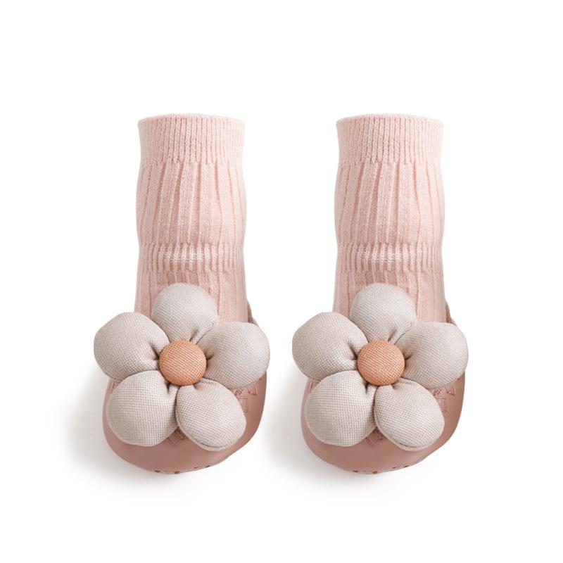 Newborn Baby Sock Walking 3D Flower Autumn Baby Mid-calf Non-Floor Socks Toddler Socks