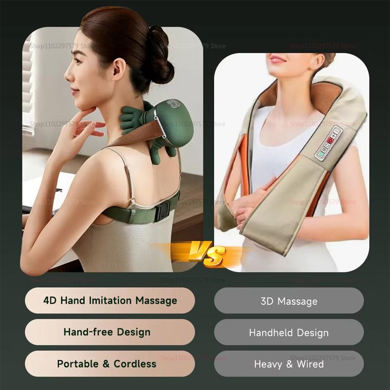 Hot Selling Biomimetic Heating Massager Electric 4D Kneading Massage Relax Pain Muscle Recovery for Home Office Use