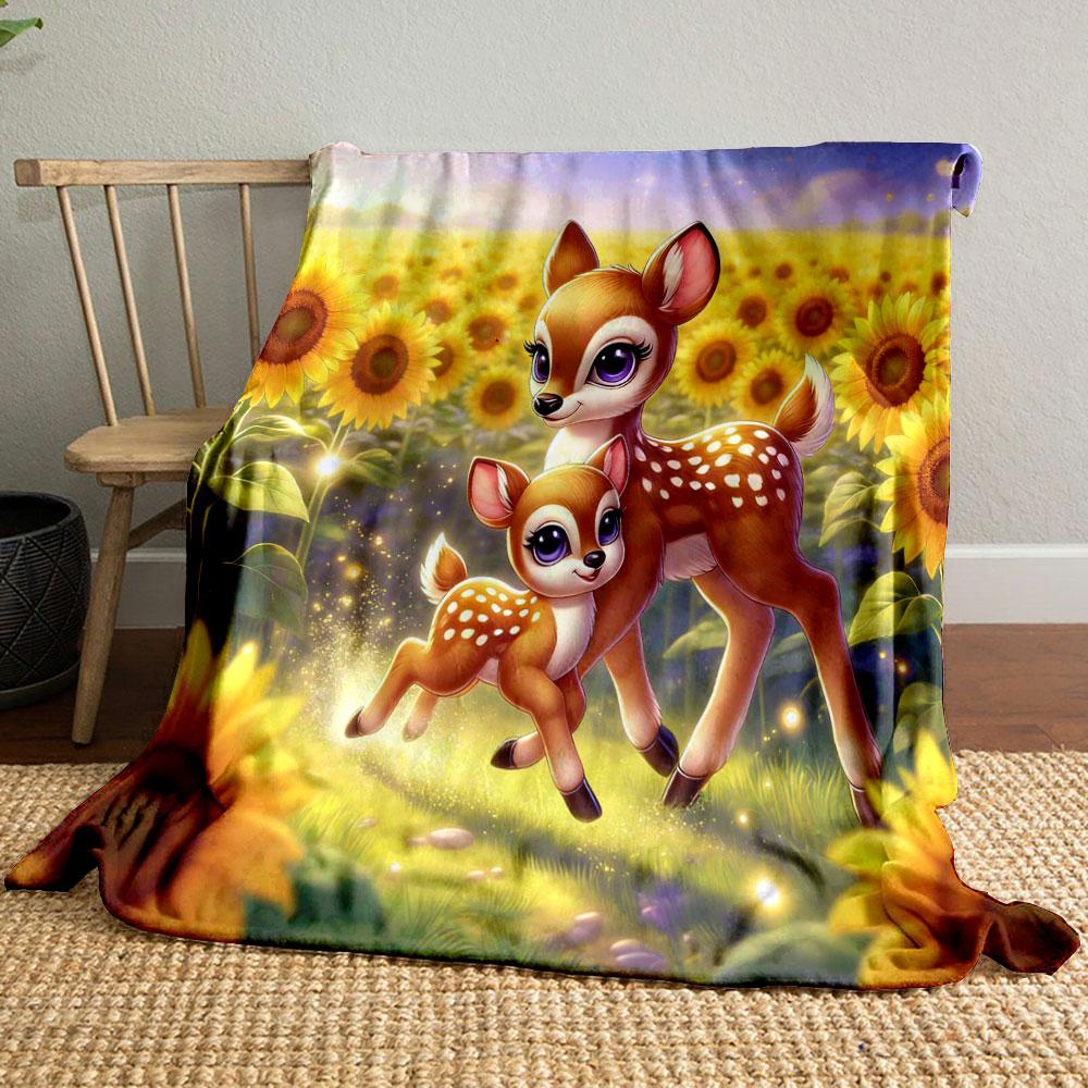 

Multi-Size Two Adorable Little Deer Printed Blanket, All-Season Multi-Use for Nap, Camping, Travel, Car, Sofa Luxury Gifts 75x90cm
