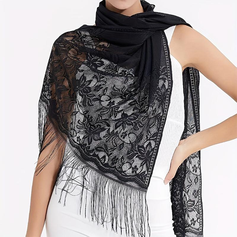 Spitze Blumenstickerei Langer Schal Damen Mode Haarschals Elegant Atmungsaktiv Outdoor Dame Hochzeits Schals Stola 170*65cm