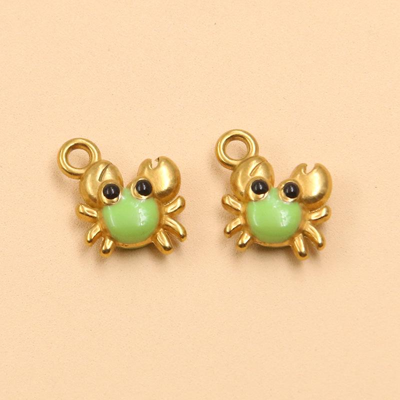 Breloque Poisson Crabe Rayé Or & Émail - Accessoires DIY pour Collier, Bracelet, Boucles d'Oreilles (2 Styles, Acier Inoxydable)