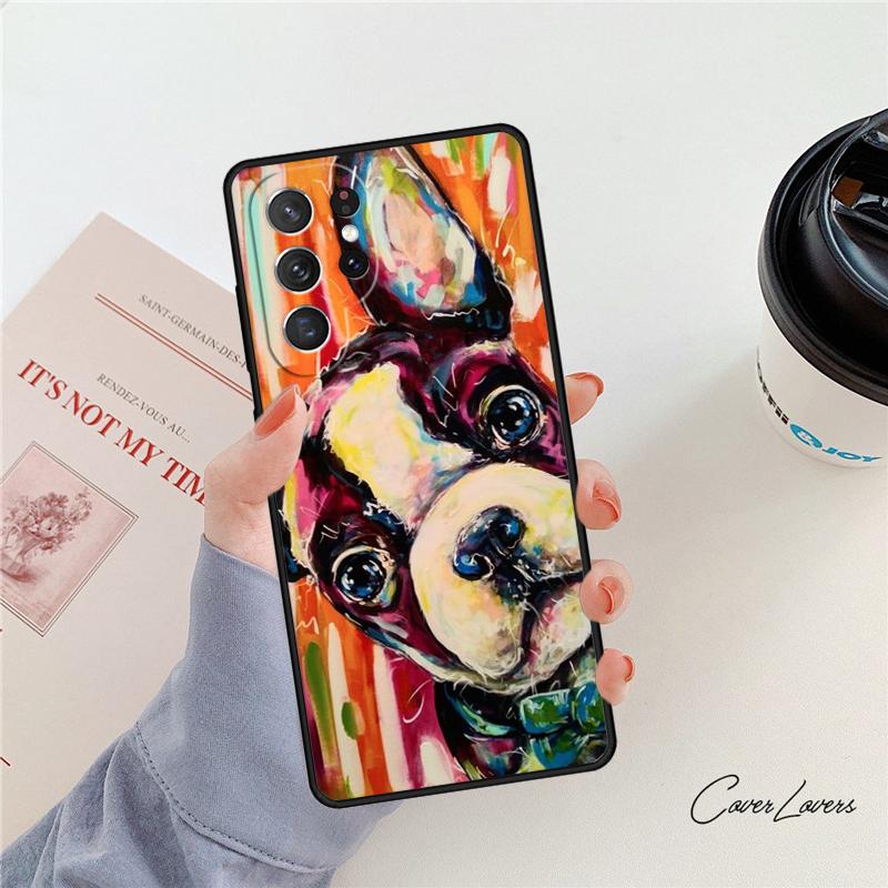 Boston Terrier Dog phone case For Samsung Galaxy S24 S25 S23 S22 Ultra Note 10 20 Plus S20 S21 FE Cover