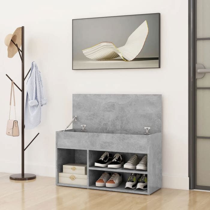 VidaXL Shoe Bench Concrete Grey 80x30x45 Cm Chipboard