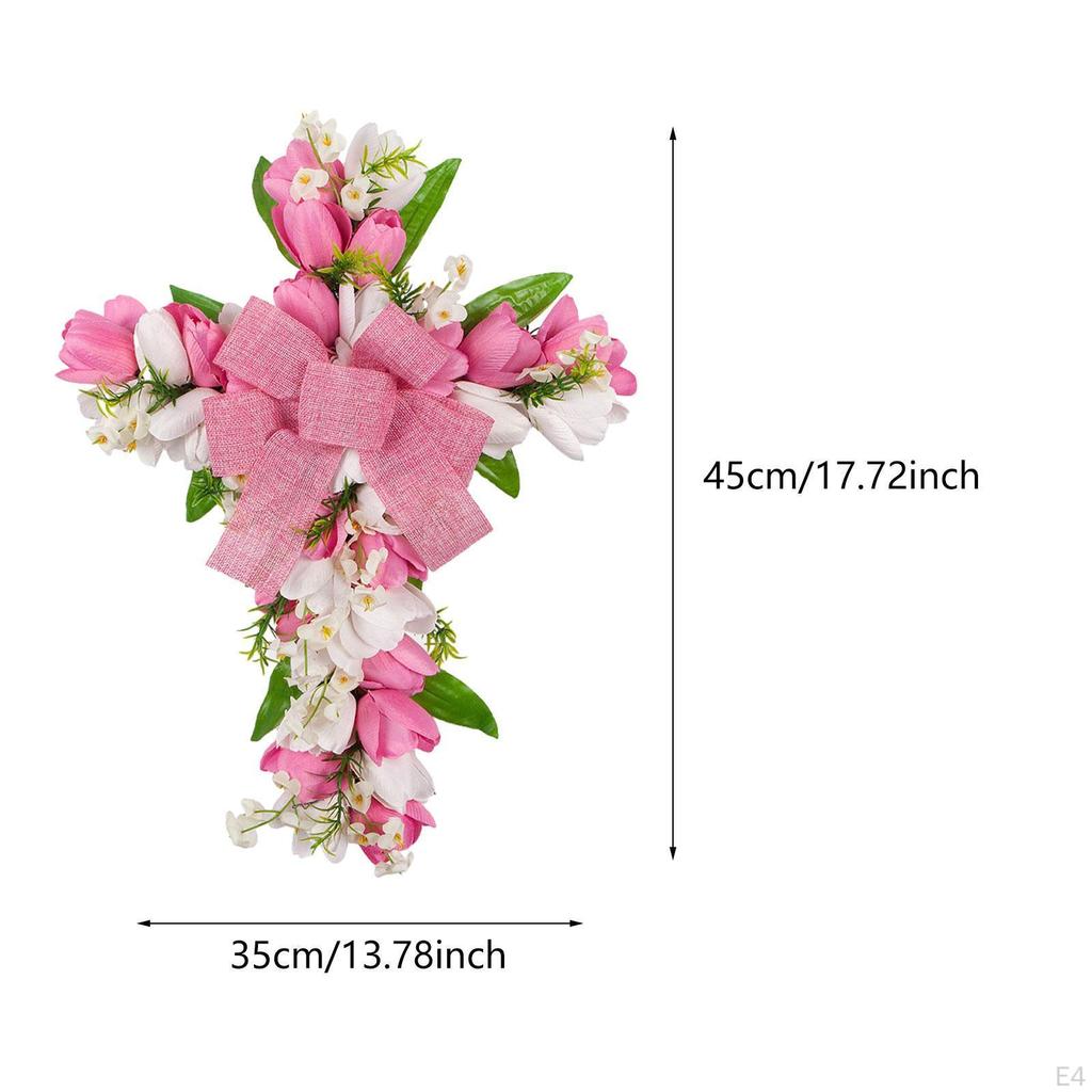 Artificial Flower Wreath Easter Cross Tulip Door Festival Reusable