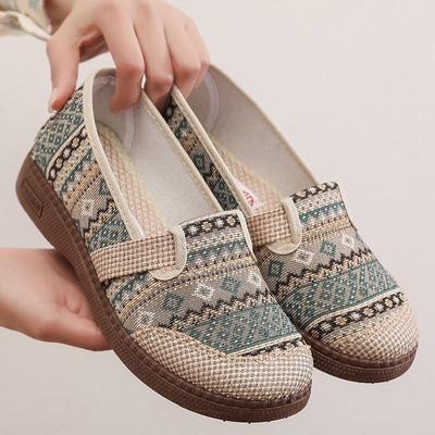 Summer Old Beijing Cloth Shoes Women's Breathable Ethnic Wind Shallow Mouth Fisherman Shoes Soft Sole Non-slip One Pedal Comfortable Mother Shoes
