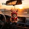 Cute Kitten Holiday Gifts Santa Cat Christmas Ornament, Acrylic Car Mirror Hanging Decor with Lover Presents Reindeer Antlers, 2D Bag Charm