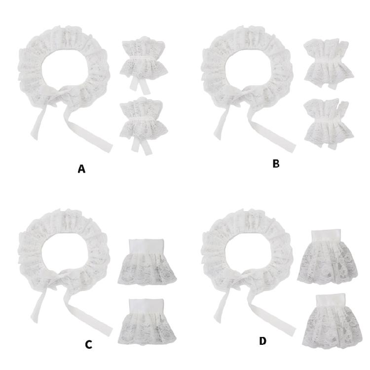 Lace Decorative Collar Wrist Cuffs Set Anime Event Gathering Neckwear Costume Accessories For Fashion Cosplay Enthusiast