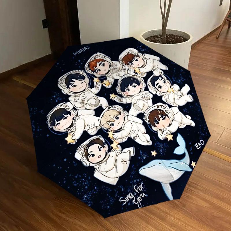 1pc EXO Automatic Folding Umbrella - Compact 8-Rib Design, Durable Plastic & Iron, Lightweight for Outdoor Daily Use,  a0929185