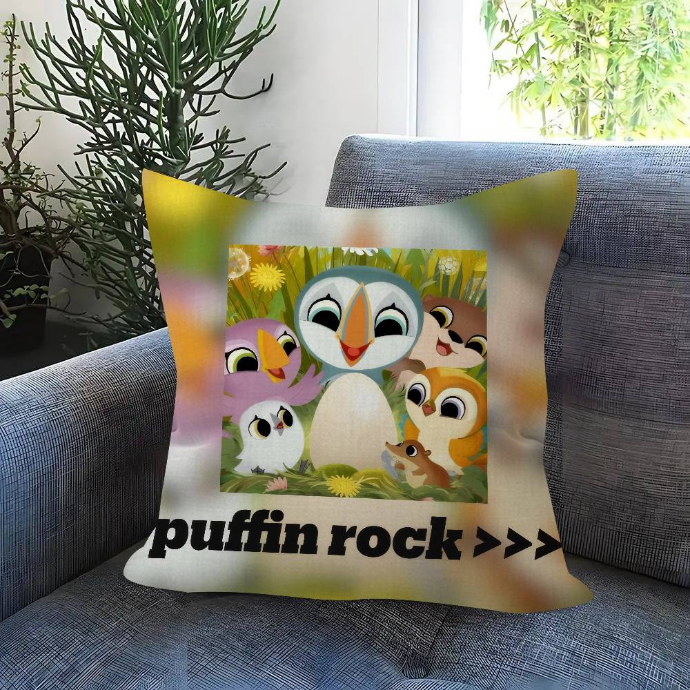 Cartoon P-P-Puffin Rock Pillow Gift Home Office Decoration Bedroom Sofa Car Cushion Cover Case 45X45