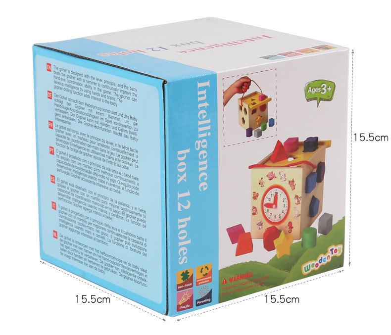 

Colorful Montessori Wooden Treasure Chest Block Set with Clock - Educational Toy
