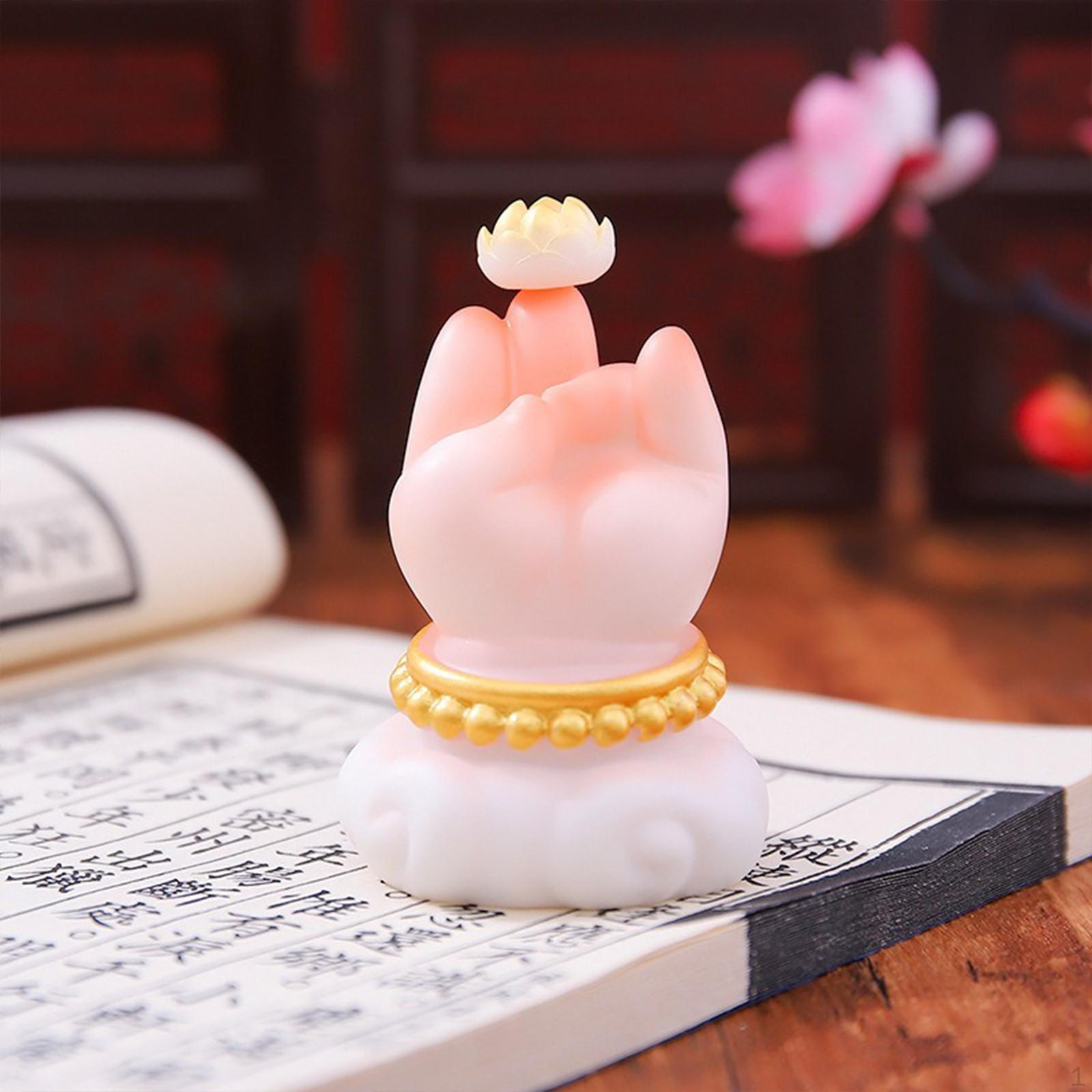 Buddha Hand Resin Craft for Tabletop Display 4.5x4x7cm Meditation Piece Lotus