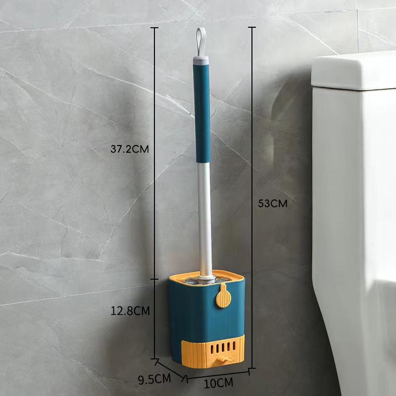 Wall-Mounted Long-Handled Toilet Brush with Drain Pan for Effective Cleaning