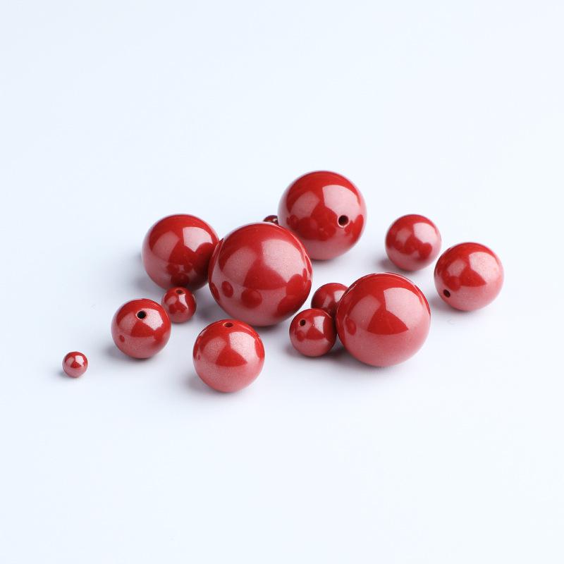 High-Content Raw Cinnabar Beads – Red Sand, Purple Sand Loose Beads, Round Beads for DIY Bracelet Chains, Imperial Sand Spacer Beads.