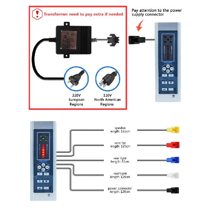 Size 20*6.5cm Digital Shower FM Radio Fan Speaker Freehand Computer Control Panel Shower Room Cabin Accessories